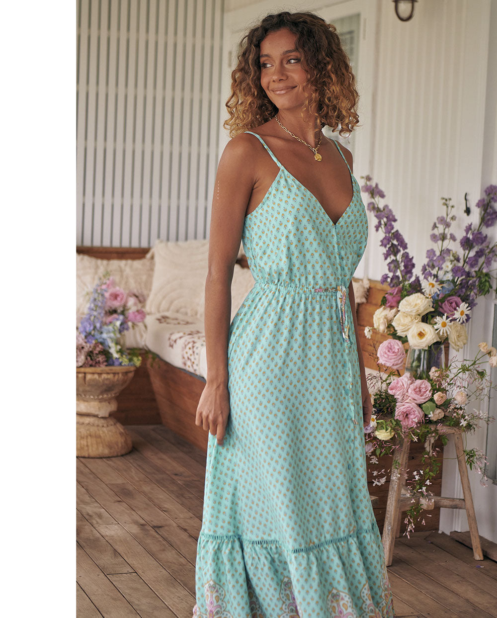 Boheemse Zomerjurk Lange Vrouwelijk Jurk Met Bloemen