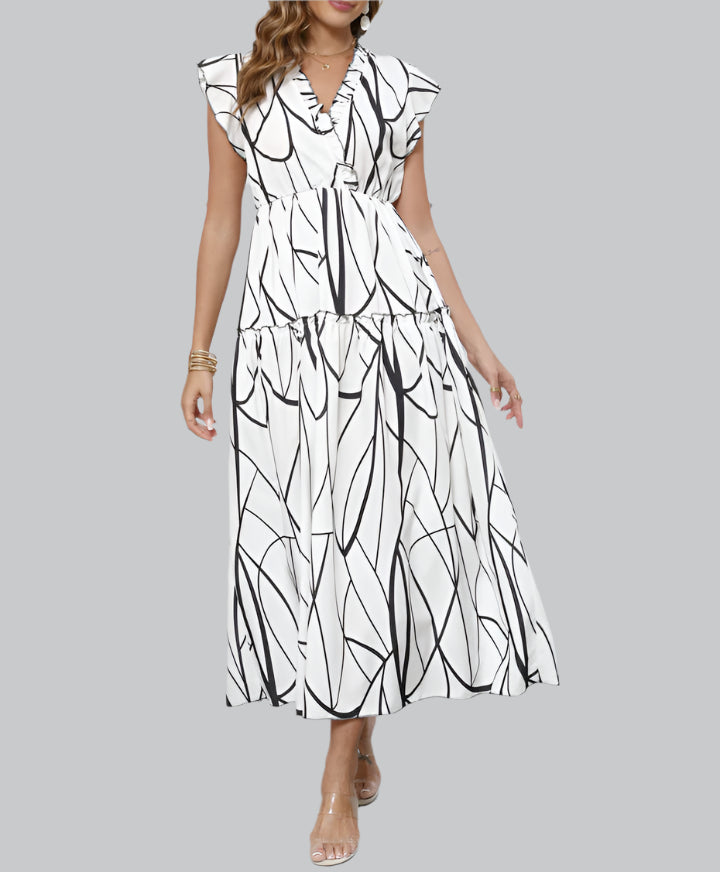 Lange Zomerjurk V-Hals Luchtig Mooi Model - StudioMarella