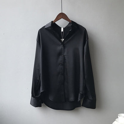 Zijden Blouse Vintage Stijl Vrouwelijke Blouse