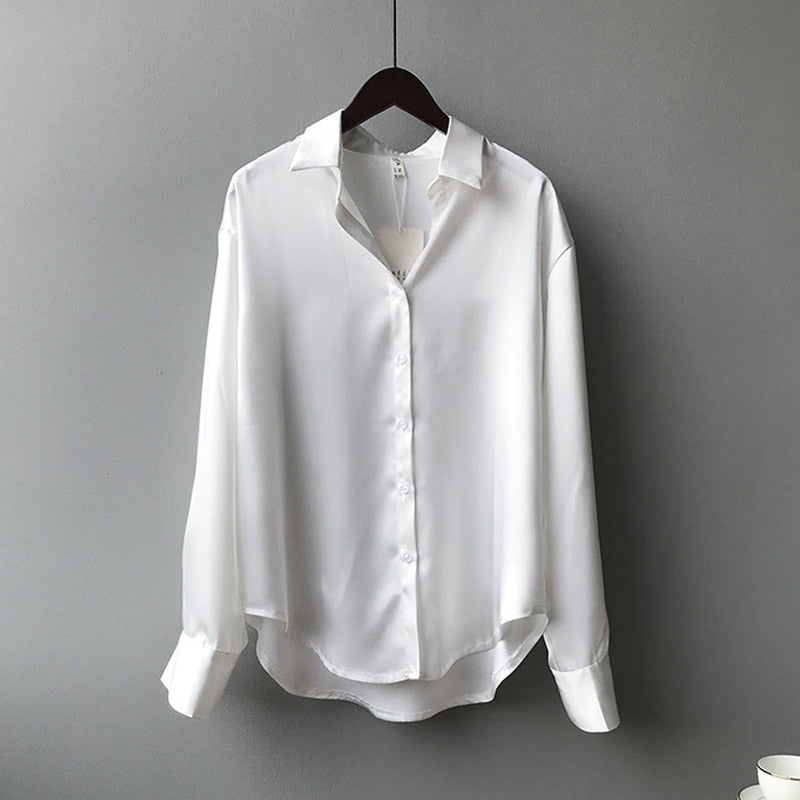 Zijden Blouse Vintage Stijl Vrouwelijke Blouse