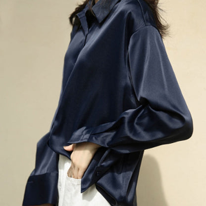 Zijden Blouse Vintage Stijl Vrouwelijke Blouse