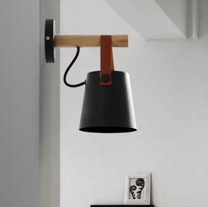 Scandinavische Wandlamp Hout voor Slaapkamer – Minimalistisch Natuurhout Lichtpunt Wit of Zwart