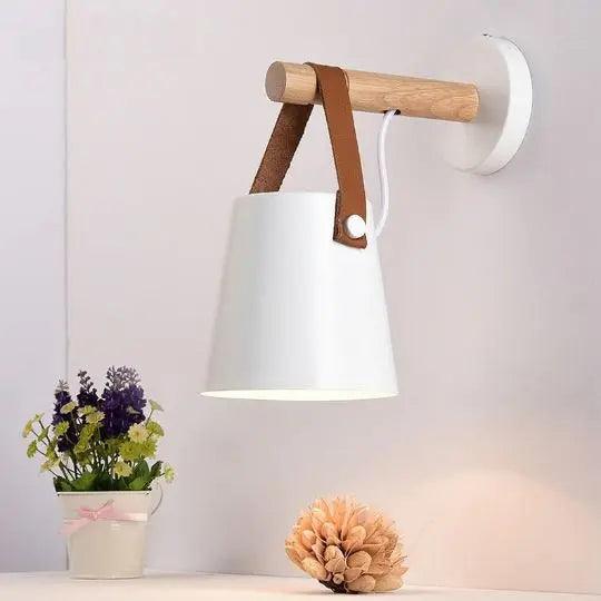 Scandinavische Wandlamp Hout voor Slaapkamer – Minimalistisch Natuurhout Lichtpunt Wit of Zwart