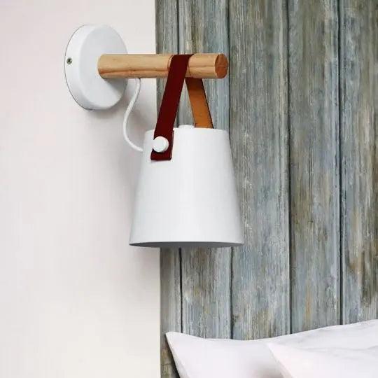 Scandinavische Wandlamp Hout voor Slaapkamer – Minimalistisch Natuurhout Lichtpunt Wit of Zwart