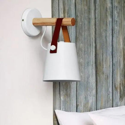 Scandinavische Wandlamp Hout voor Slaapkamer – Minimalistisch Natuurhout Lichtpunt Wit of Zwart