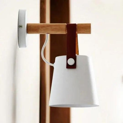 Scandinavische Wandlamp Hout voor Slaapkamer – Minimalistisch Natuurhout Lichtpunt Wit of Zwart