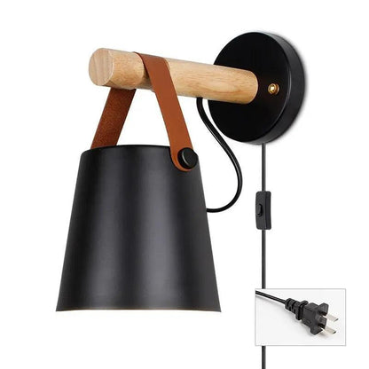 Scandinavische Wandlamp Hout voor Slaapkamer – Minimalistisch Natuurhout Lichtpunt Wit of Zwart