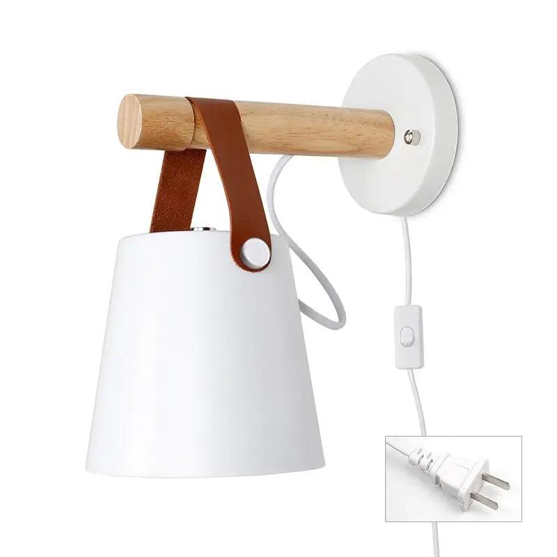 Scandinavische Wandlamp Hout voor Slaapkamer – Minimalistisch Natuurhout Lichtpunt Wit of Zwart