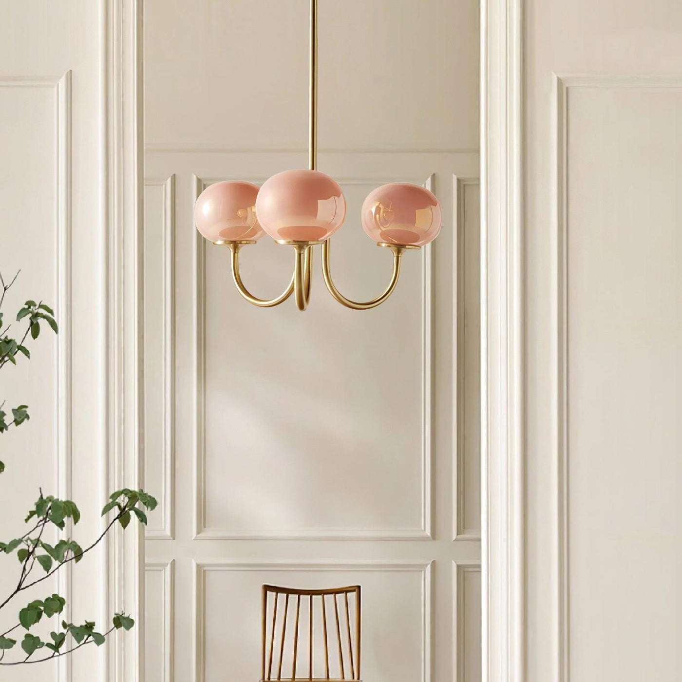 Marshmallow kroonluchter glas metaal roze eetkamer verlichting vintage design modern