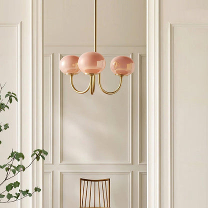 Marshmallow kroonluchter glas metaal roze eetkamer verlichting vintage design modern