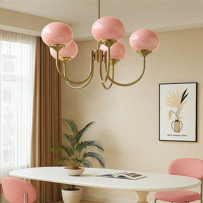 Marshmallow kroonluchter glas metaal roze eetkamer verlichting vintage design modern