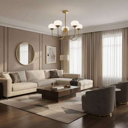 Glazen Kroonluchter Met Roze Witte Of Creme Bollen En Gouden Of Chromen Frame Moderne Design Kroonluchter Met 3 Of 5 Lichtpunten Voor Woonkamer En Eetkamer
