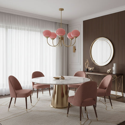 Glazen Kroonluchter Met Roze Witte Of Creme Bollen En Gouden Of Chromen Frame Moderne Design Kroonluchter Met 3 Of 5 Lichtpunten Voor Woonkamer En Eetkamer