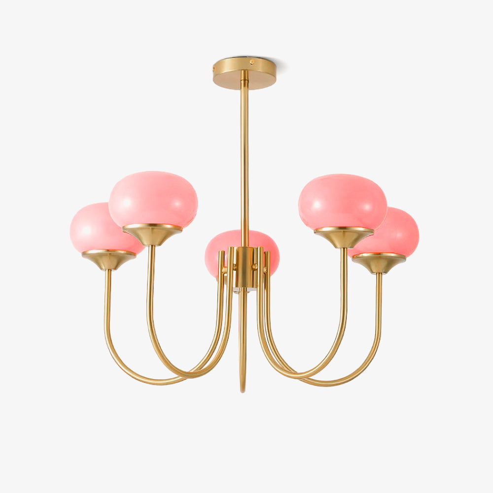 Glazen Kroonluchter Met Roze Witte Of Creme Bollen En Gouden Of Chromen Frame Moderne Design Kroonluchter Met 3 Of 5 Lichtpunten Voor Woonkamer En Eetkamer
