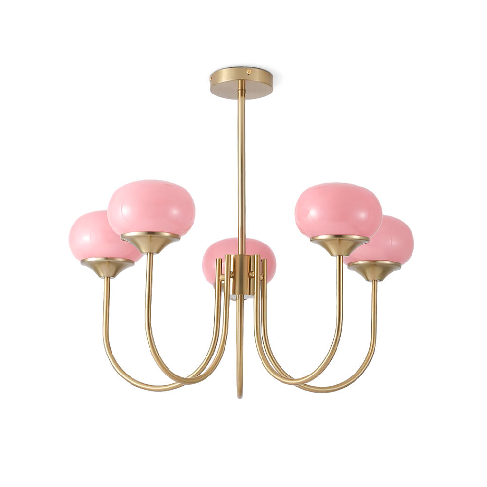 Glazen Kroonluchter Met Roze Witte Of Creme Bollen En Gouden Of Chromen Frame Moderne Design Kroonluchter Met 3 Of 5 Lichtpunten Voor Woonkamer En Eetkamer