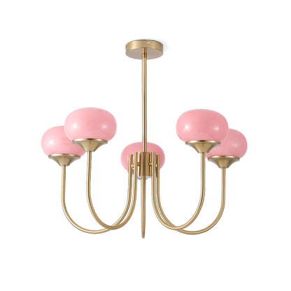 Glazen Kroonluchter Met Roze Witte Of Creme Bollen En Gouden Of Chromen Frame Moderne Design Kroonluchter Met 3 Of 5 Lichtpunten Voor Woonkamer En Eetkamer
