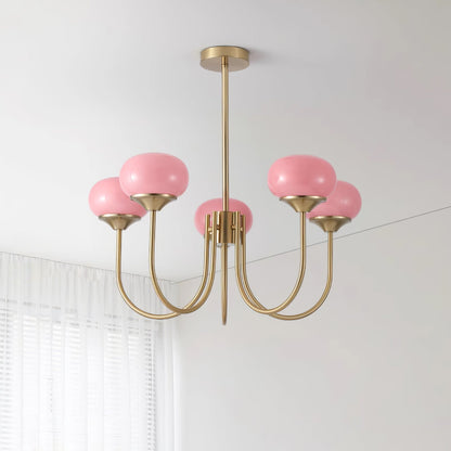 Glazen Kroonluchter Met Roze Witte Of Creme Bollen En Gouden Of Chromen Frame Moderne Design Kroonluchter Met 3 Of 5 Lichtpunten Voor Woonkamer En Eetkamer