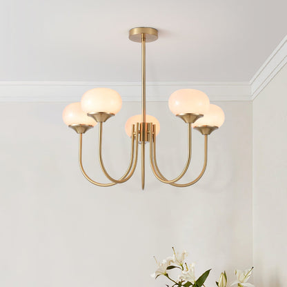 Glazen Kroonluchter Met Roze Witte Of Creme Bollen En Gouden Of Chromen Frame Moderne Design Kroonluchter Met 3 Of 5 Lichtpunten Voor Woonkamer En Eetkamer