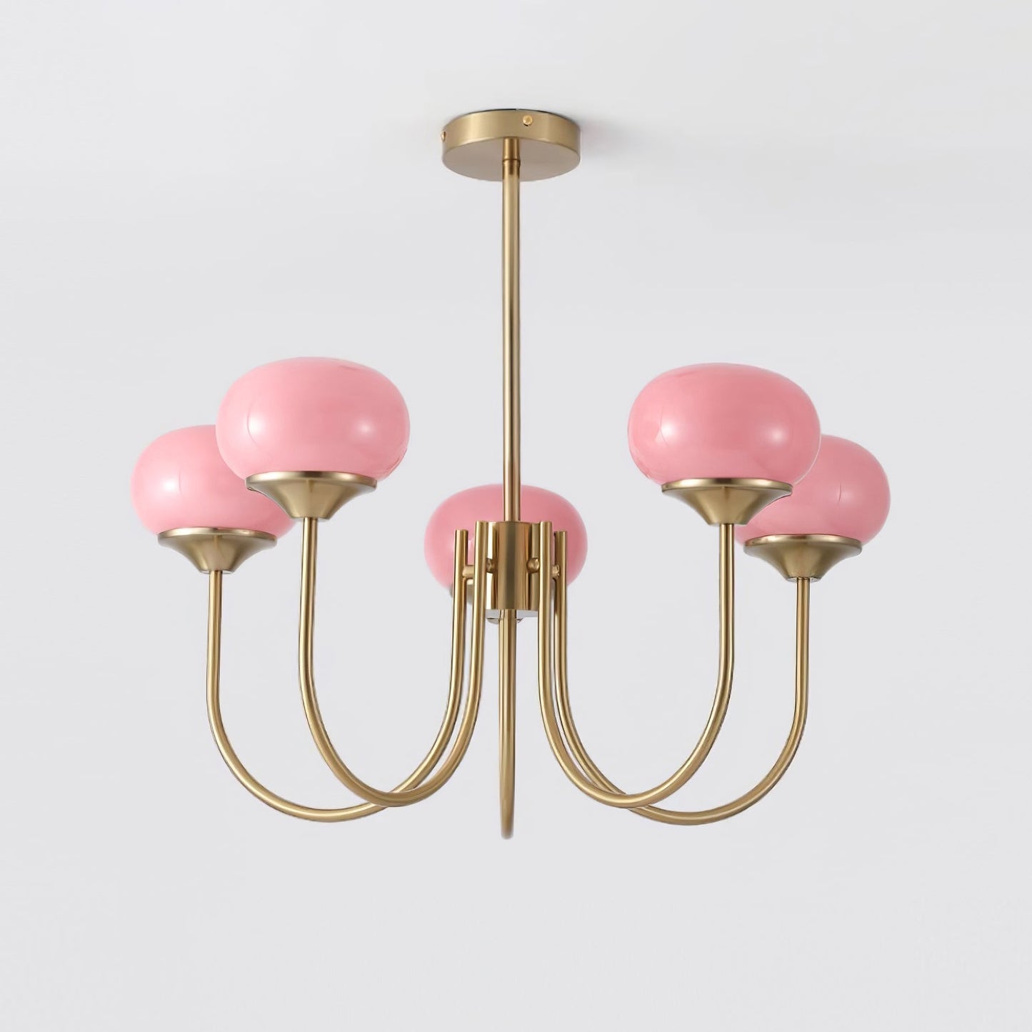 Glazen Kroonluchter Met Roze Witte Of Creme Bollen En Gouden Of Chromen Frame Moderne Design Kroonluchter Met 3 Of 5 Lichtpunten Voor Woonkamer En Eetkamer