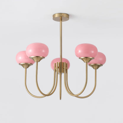 Glazen Kroonluchter Met Roze Witte Of Creme Bollen En Gouden Of Chromen Frame Moderne Design Kroonluchter Met 3 Of 5 Lichtpunten Voor Woonkamer En Eetkamer