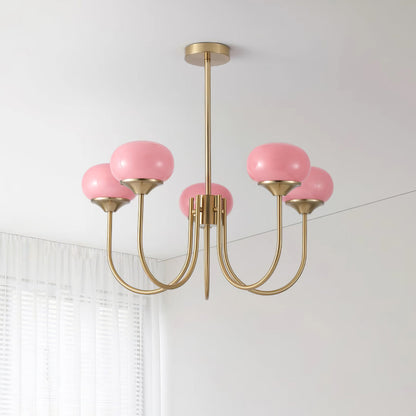 Glazen Kroonluchter Met Roze Witte Of Creme Bollen En Gouden Of Chromen Frame Moderne Design Kroonluchter Met 3 Of 5 Lichtpunten Voor Woonkamer En Eetkamer
