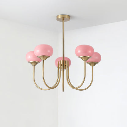 Glazen Kroonluchter Met Roze Witte Of Creme Bollen En Gouden Of Chromen Frame Moderne Design Kroonluchter Met 3 Of 5 Lichtpunten Voor Woonkamer En Eetkamer