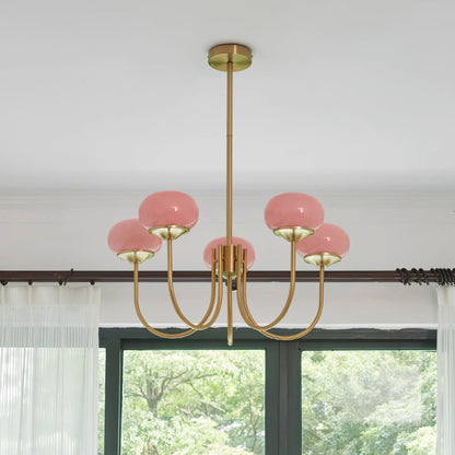 Glazen Kroonluchter Met Roze Witte Of Creme Bollen En Gouden Of Chromen Frame Moderne Design Kroonluchter Met 3 Of 5 Lichtpunten Voor Woonkamer En Eetkamer