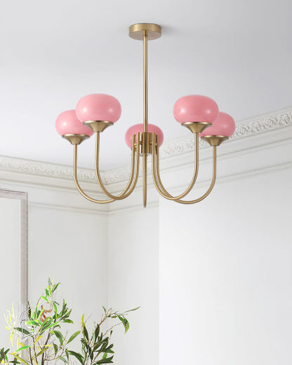Glazen Kroonluchter Met Roze Witte Of Creme Bollen En Gouden Of Chromen Frame Moderne Design Kroonluchter Met 3 Of 5 Lichtpunten Voor Woonkamer En Eetkamer