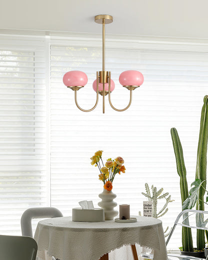 Glazen Kroonluchter Met Roze Witte Of Creme Bollen En Gouden Of Chromen Frame Moderne Design Kroonluchter Met 3 Of 5 Lichtpunten Voor Woonkamer En Eetkamer