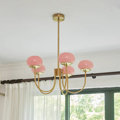 Glazen Kroonluchter Met Roze Witte Of Creme Bollen En Gouden Of Chromen Frame Moderne Design Kroonluchter Met 3 Of 5 Lichtpunten Voor Woonkamer En Eetkamer