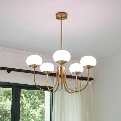Glazen Kroonluchter Met Roze Witte Of Creme Bollen En Gouden Of Chromen Frame Moderne Design Kroonluchter Met 3 Of 5 Lichtpunten Voor Woonkamer En Eetkamer