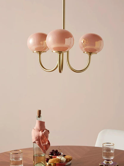 Glazen Kroonluchter Met Roze Witte Of Creme Bollen En Gouden Of Chromen Frame Moderne Design Kroonluchter Met 3 Of 5 Lichtpunten Voor Woonkamer En Eetkamer