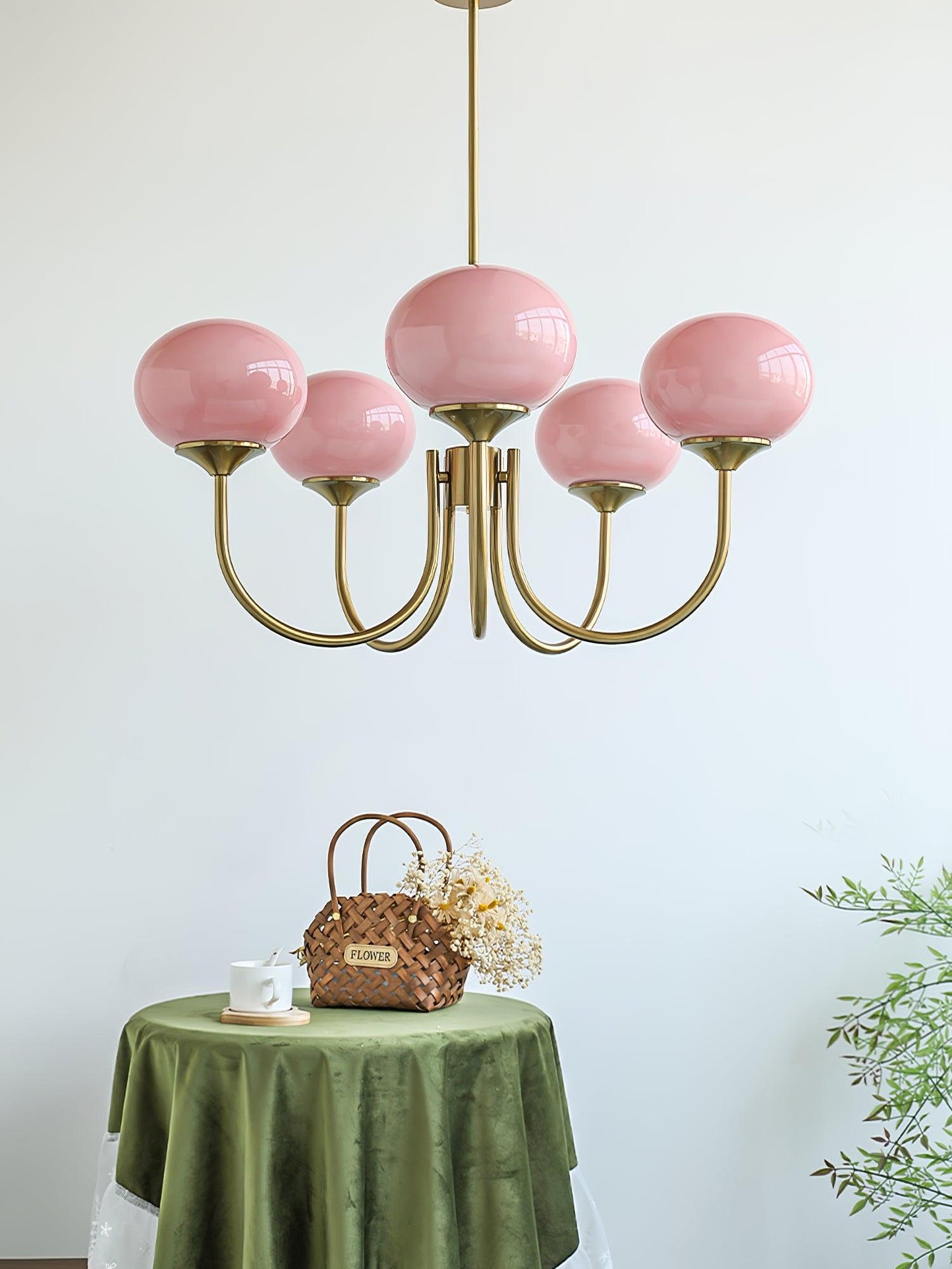 Plafondlamp Glas Roze Goud Retro 3 of 5 Lichts Hanglamp Woonkamer Slaapkamer Eetkamer Luxe