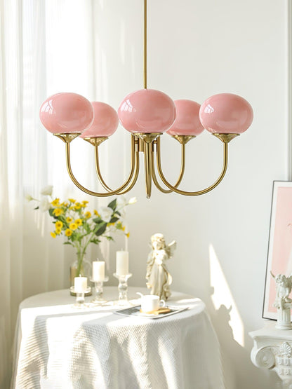Glazen Kroonluchter Met Roze Witte Of Creme Bollen En Gouden Of Chromen Frame Moderne Design Kroonluchter Met 3 Of 5 Lichtpunten Voor Woonkamer En Eetkamer
