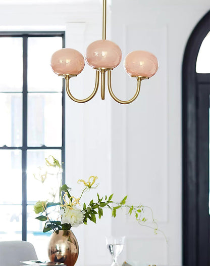 Glazen Kroonluchter Met Roze Witte Of Creme Bollen En Gouden Of Chromen Frame Moderne Design Kroonluchter Met 3 Of 5 Lichtpunten Voor Woonkamer En Eetkamer