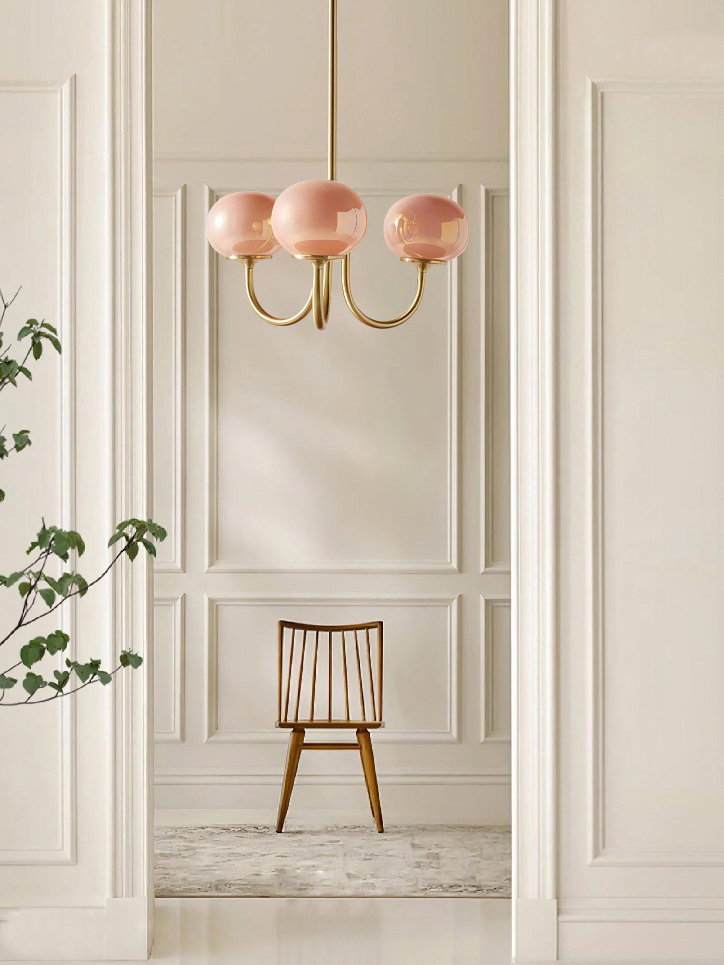 Glazen Kroonluchter Met Roze Witte Of Creme Bollen En Gouden Of Chromen Frame Moderne Design Kroonluchter Met 3 Of 5 Lichtpunten Voor Woonkamer En Eetkamer