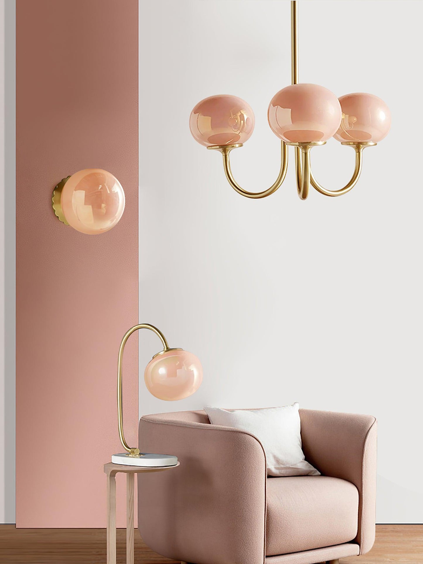 Glazen Kroonluchter Met Roze Witte Of Creme Bollen En Gouden Of Chromen Frame Moderne Design Kroonluchter Met 3 Of 5 Lichtpunten Voor Woonkamer En Eetkamer