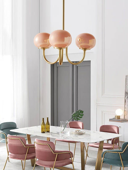 Plafondlamp Glas Roze Goud Retro 3 of 5 Lichts Hanglamp Woonkamer Slaapkamer Eetkamer Luxe