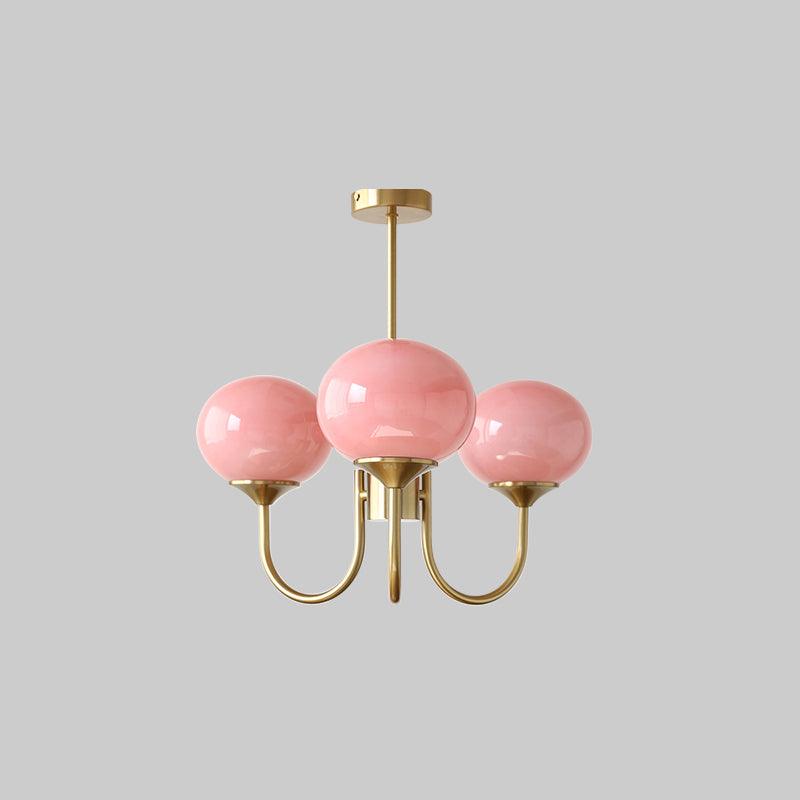 Glazen Kroonluchter Met Roze Witte Of Creme Bollen En Gouden Of Chromen Frame Moderne Design Kroonluchter Met 3 Of 5 Lichtpunten Voor Woonkamer En Eetkamer