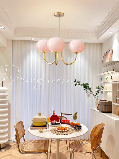 Plafondlamp Glas Roze Goud Retro 3 of 5 Lichts Hanglamp Woonkamer Slaapkamer Eetkamer Luxe