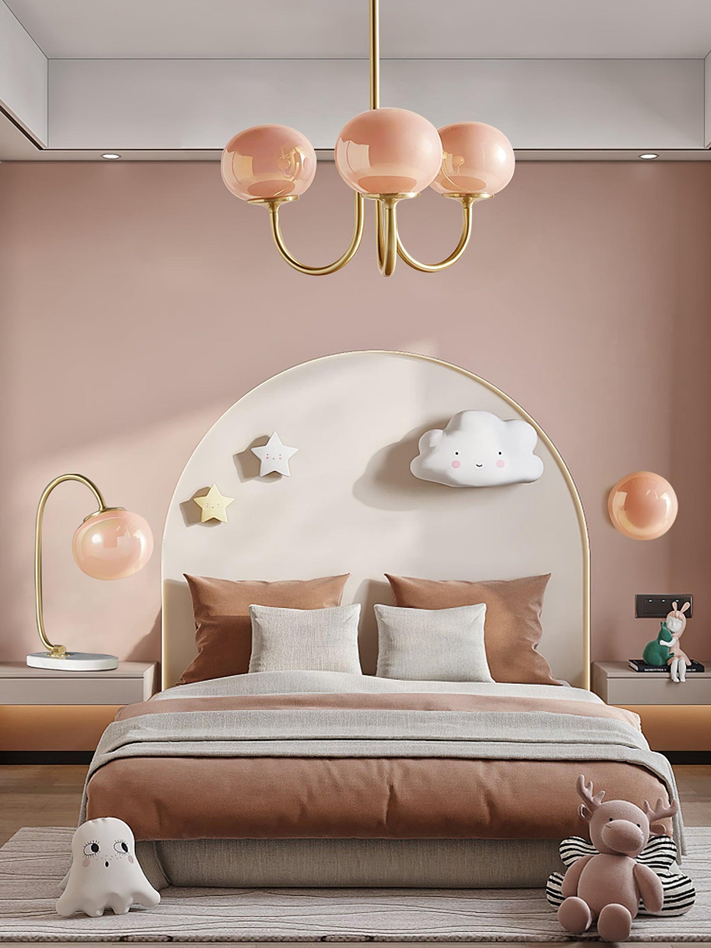 Plafondlamp Glas Roze Goud Retro 3 of 5 Lichts Hanglamp Woonkamer Slaapkamer Eetkamer Luxe