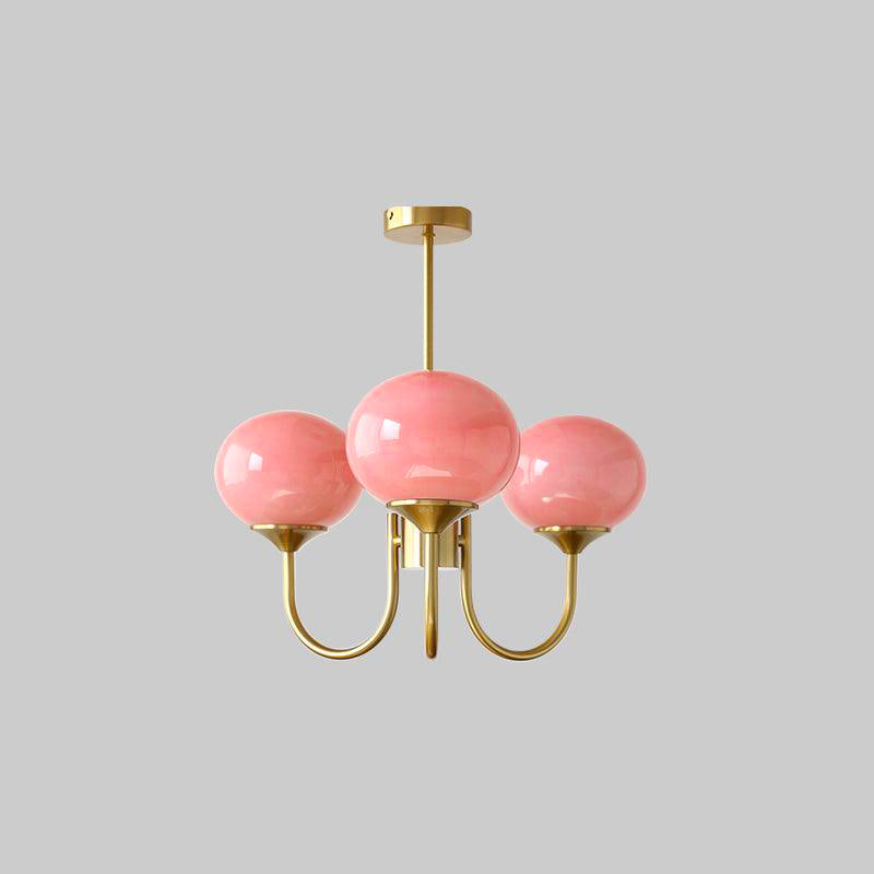 Glazen Kroonluchter Met Roze Witte Of Creme Bollen En Gouden Of Chromen Frame Moderne Design Kroonluchter Met 3 Of 5 Lichtpunten Voor Woonkamer En Eetkamer