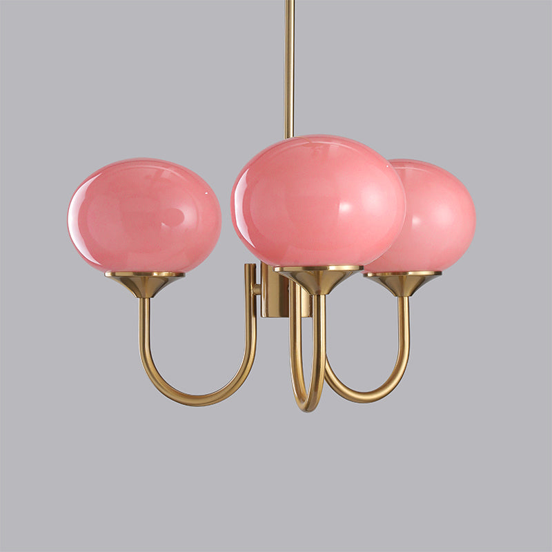Plafondlamp Glas Roze Goud Retro 3 of 5 Lichts Hanglamp Woonkamer Slaapkamer Eetkamer Luxe