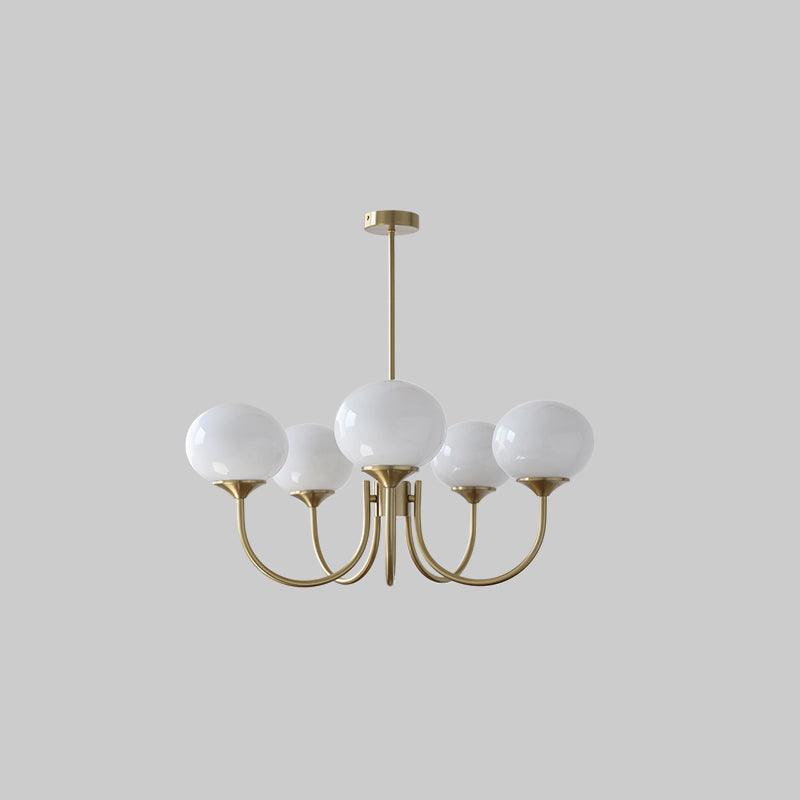 Glazen Kroonluchter Met Roze Witte Of Creme Bollen En Gouden Of Chromen Frame Moderne Design Kroonluchter Met 3 Of 5 Lichtpunten Voor Woonkamer En Eetkamer