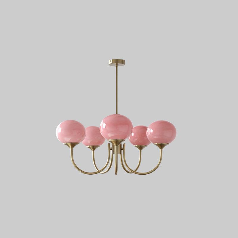 Glazen Kroonluchter Met Roze Witte Of Creme Bollen En Gouden Of Chromen Frame Moderne Design Kroonluchter Met 3 Of 5 Lichtpunten Voor Woonkamer En Eetkamer