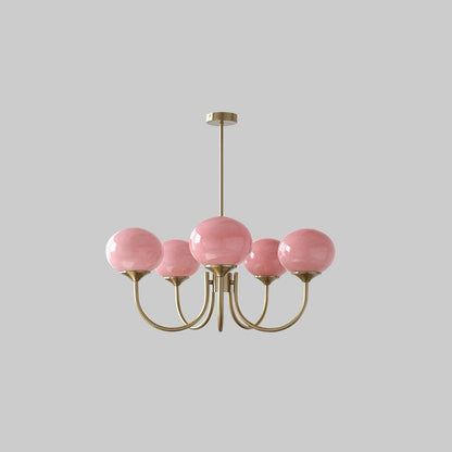 Glazen Kroonluchter Met Roze Witte Of Creme Bollen En Gouden Of Chromen Frame Moderne Design Kroonluchter Met 3 Of 5 Lichtpunten Voor Woonkamer En Eetkamer