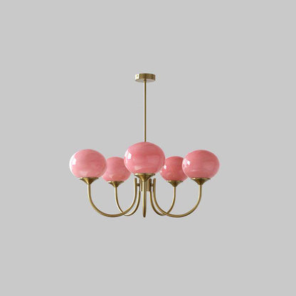 Glazen Kroonluchter Met Roze Witte Of Creme Bollen En Gouden Of Chromen Frame Moderne Design Kroonluchter Met 3 Of 5 Lichtpunten Voor Woonkamer En Eetkamer