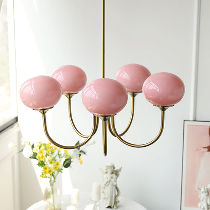 Glazen Kroonluchter Met Roze Witte Of Creme Bollen En Gouden Of Chromen Frame Moderne Design Kroonluchter Met 3 Of 5 Lichtpunten Voor Woonkamer En Eetkamer