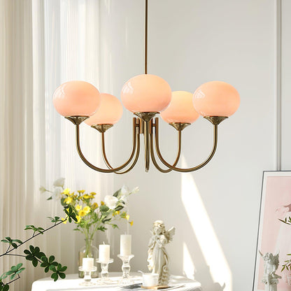 Glazen Kroonluchter Met Roze Witte Of Creme Bollen En Gouden Of Chromen Frame Moderne Design Kroonluchter Met 3 Of 5 Lichtpunten Voor Woonkamer En Eetkamer
