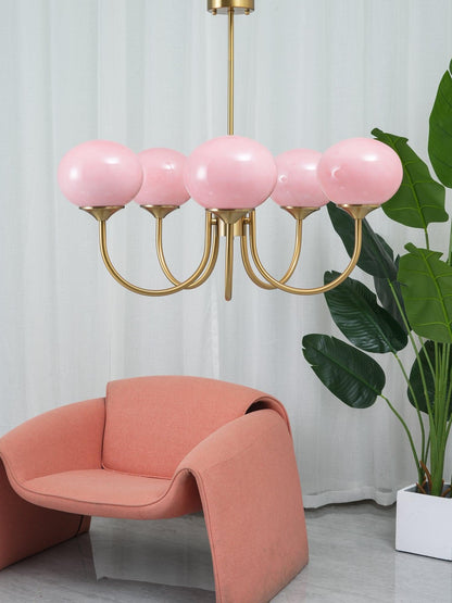 Plafondlamp Glas Roze Goud Retro 3 of 5 Lichts Hanglamp Woonkamer Slaapkamer Eetkamer Luxe